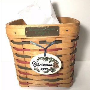 Longaberger 1999 Holiday Tissue Basket w/tie-on